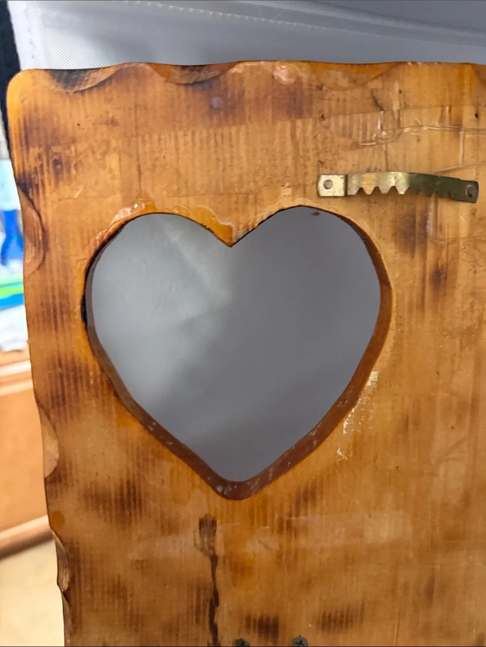 Vintage Rustic Heart-Cut Wooden Wall Decor in Warm Honey Finish